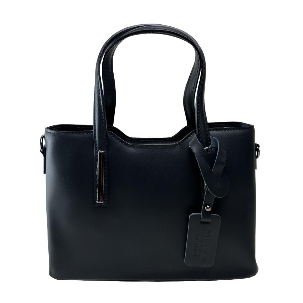 Ivan Troy Cira Black Women's Italian Leather Top Handle Crossbody Shoulder Bag